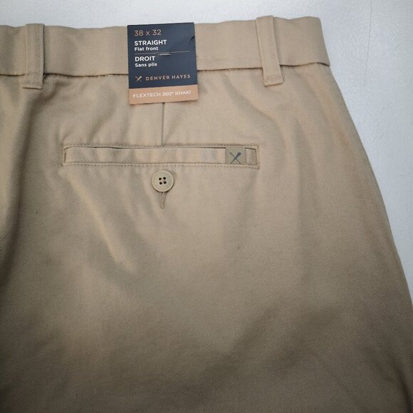 NWT Denver Hayes Men's Size 38/32 Tan Straight Flat Front Flextech 360 Khakis - Picture 6 of 11